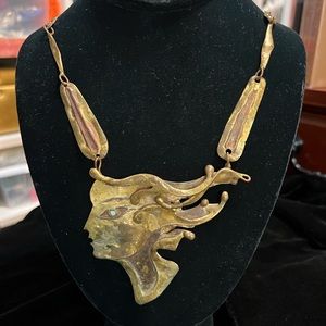 Vintage NALO Rare Art Deco Metal Necklace